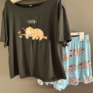 Sloth Print womens pajama set
